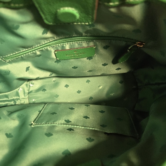 Kate Spade Green Apple Rosie Bucket Bag Pebbled Leather Canvas Crossbody Purse - Picture 12 of 12